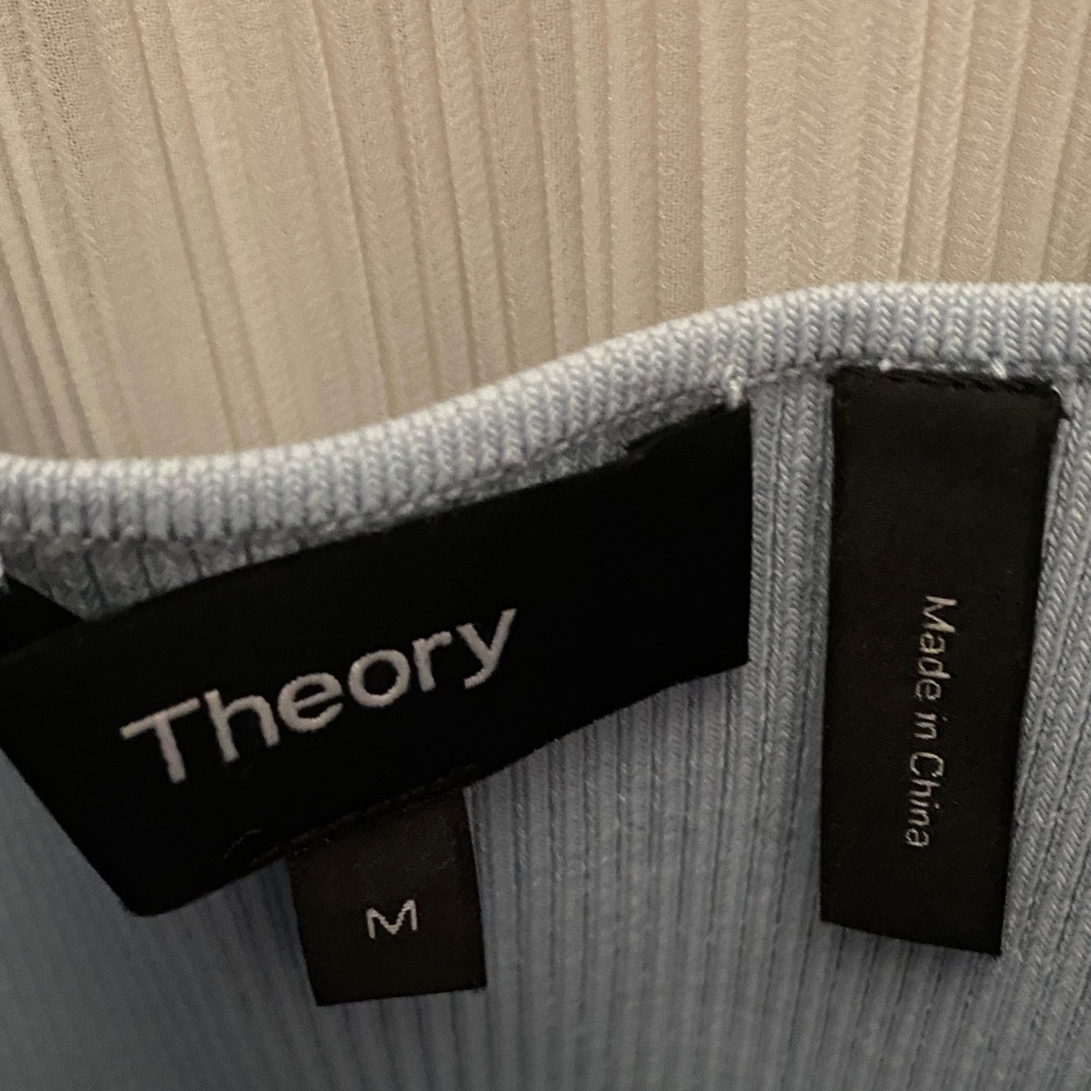 Theory Light Blue Ribbed Midi Dress Medium - Picture 2 of 5